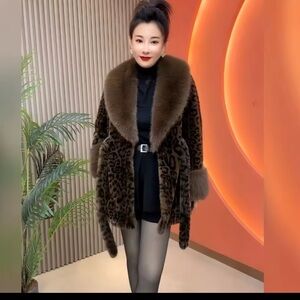 Leopard Print Faux Fur Coat